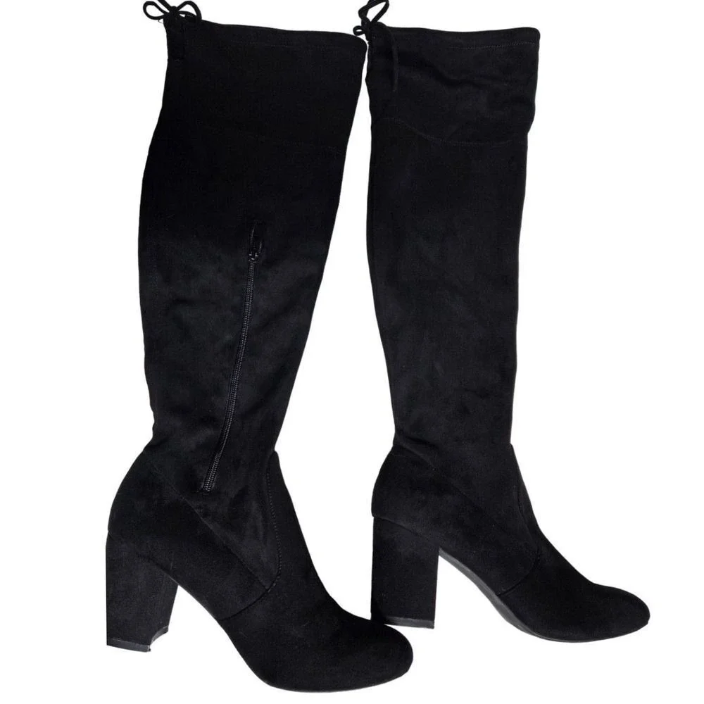 NY&C Over The‎ Knee Boots Block Heel Black Thigh High Boots Size 9